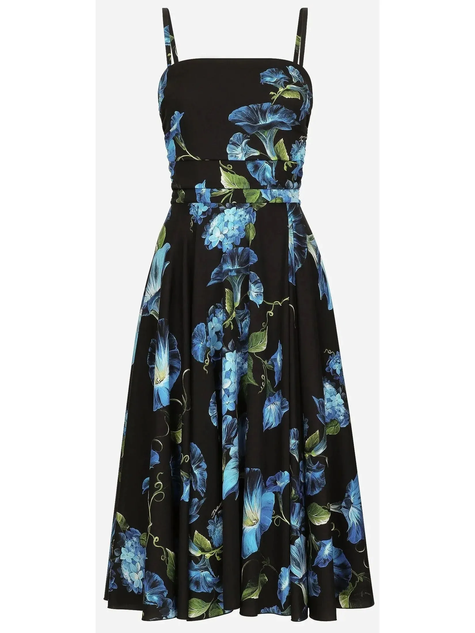 Bluebell Floral Print Strapless Charmeuse Dress