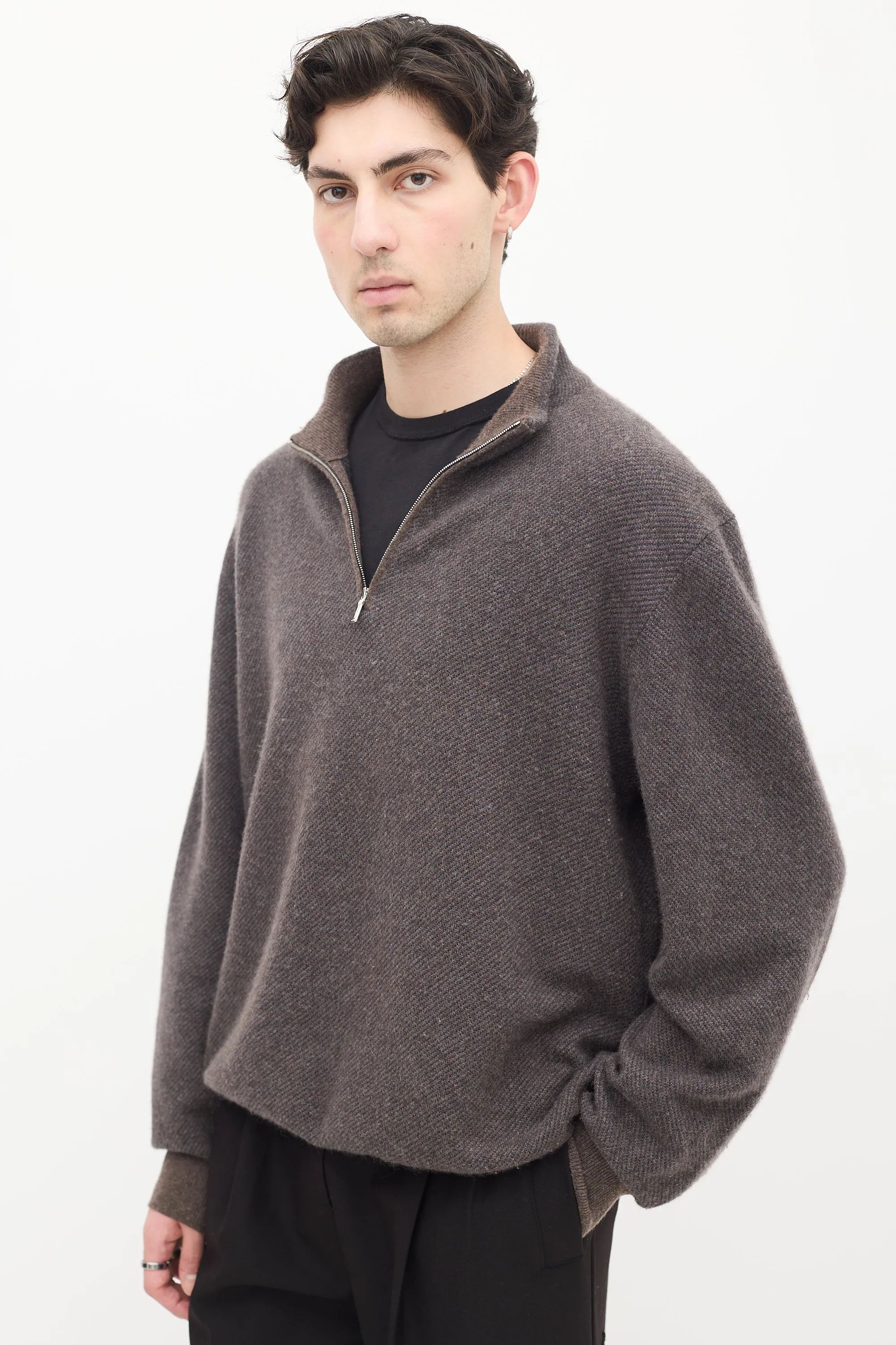 Brown Cashmere Roadster Pull Sweater