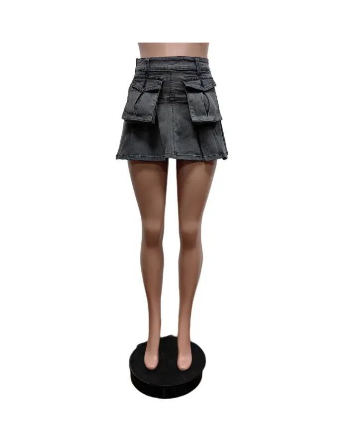 Fashion Denim Pocket Skirts