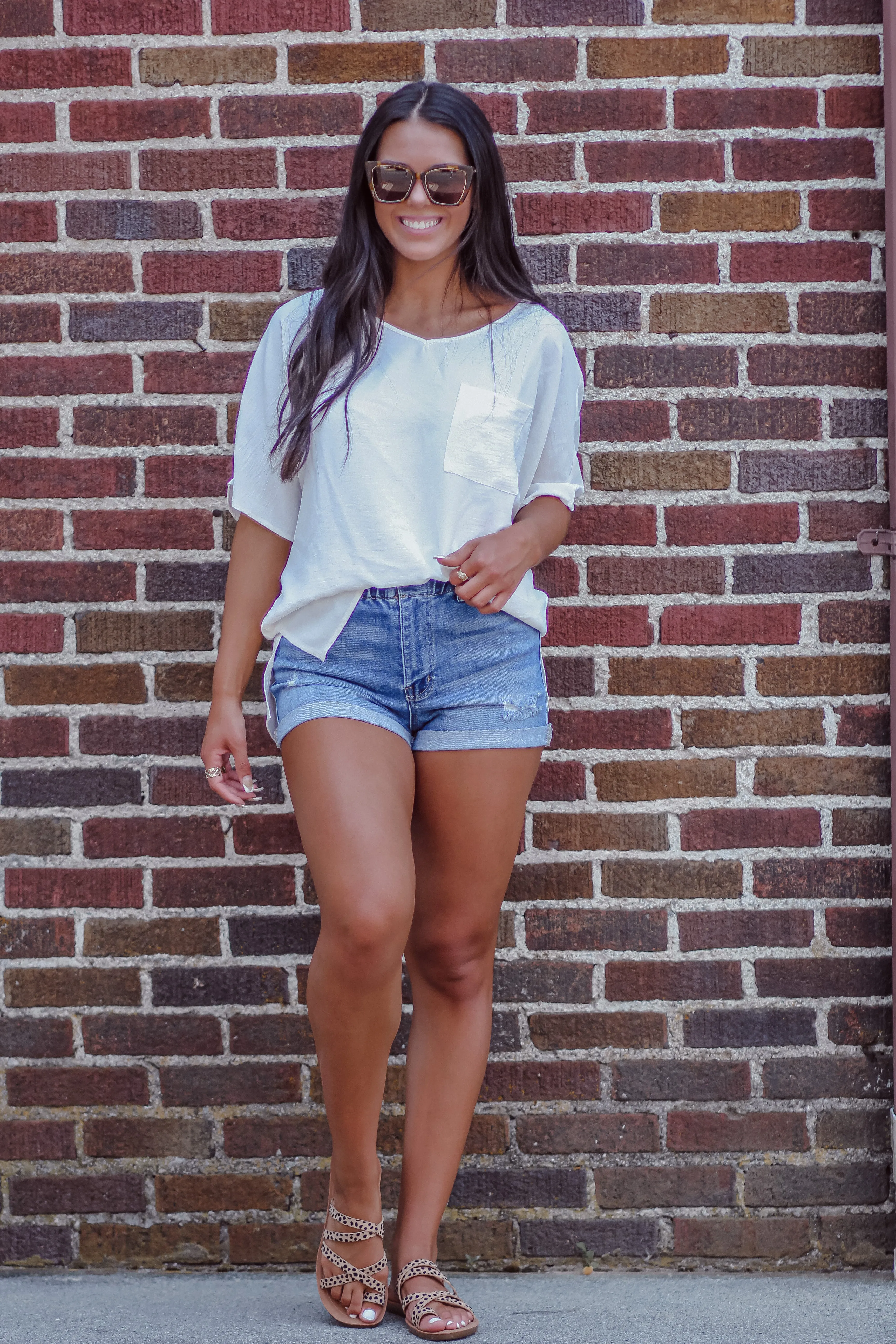 Ivory Woven Front Pocket Blouse in Regular & Curvy