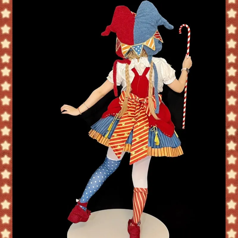 Kawaii Sweet Style Circus Clown Lolita Overalls Skirt