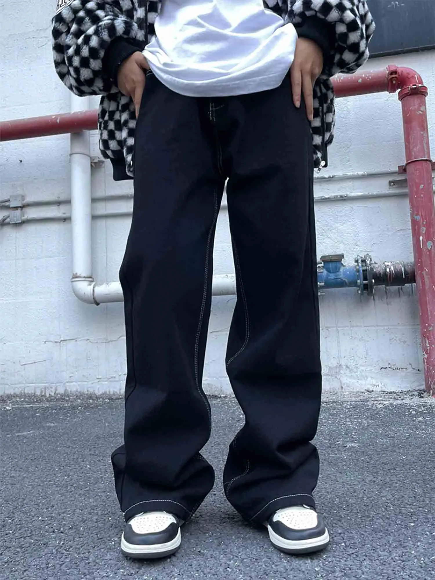 Sneakerhill Solid Color Casual Jeans -1224