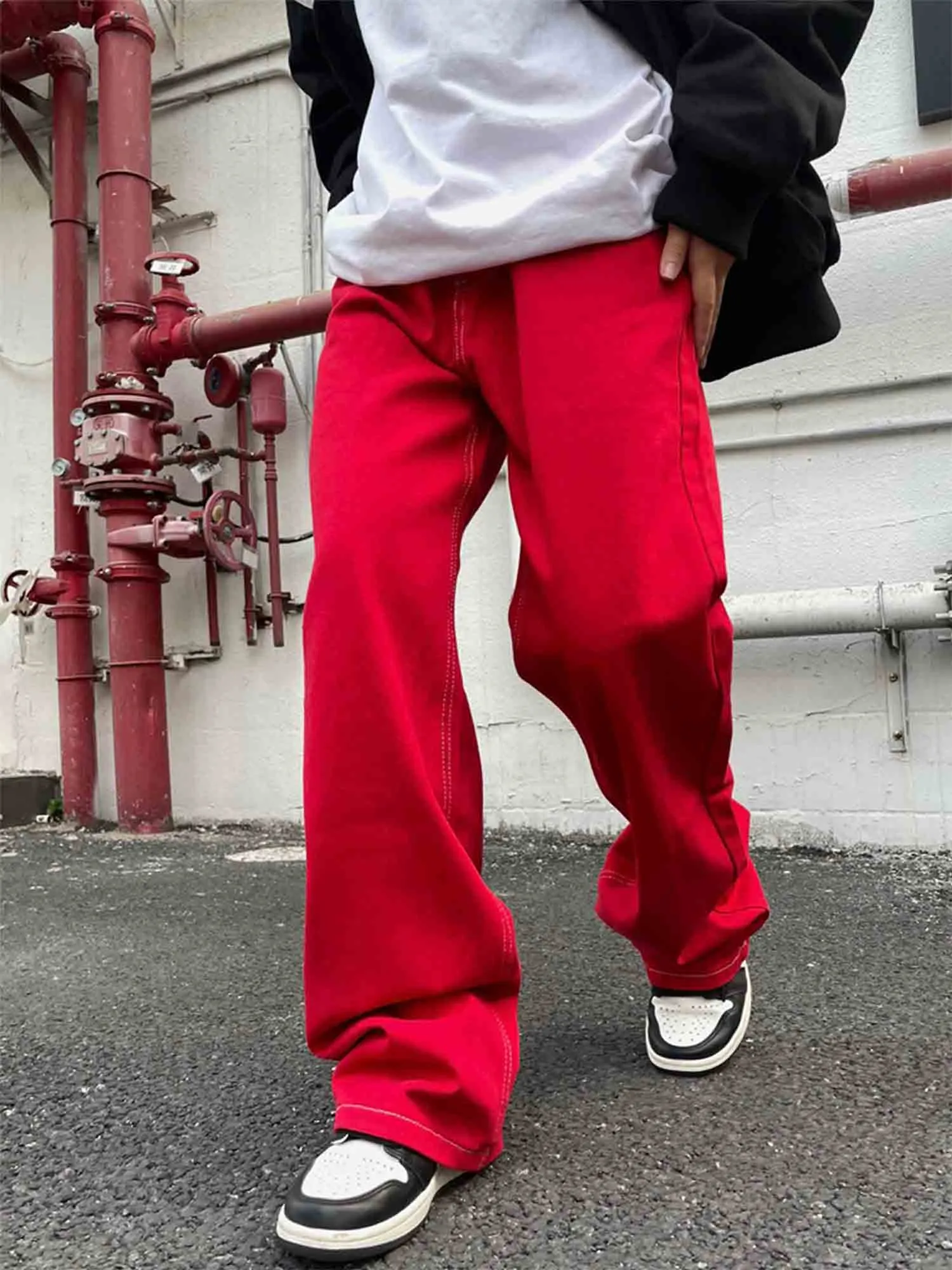 Sneakerhill Solid Color Casual Jeans -1224