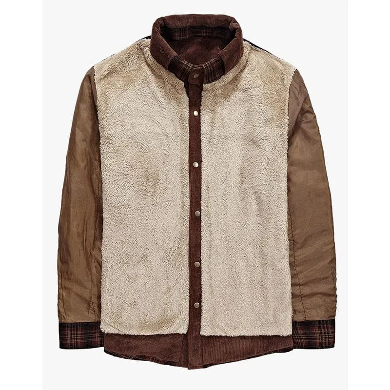 Thick Warm 100% Cotton Winter Plaid Long Sleeve Men Shirt