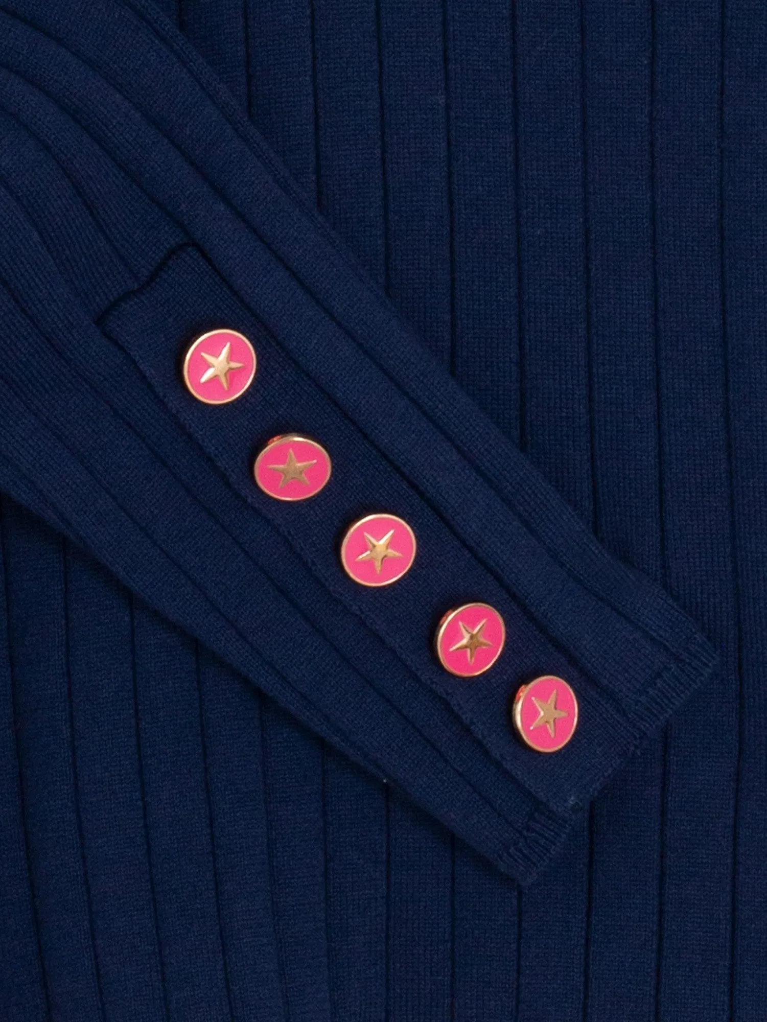 Vilagallo Cotton Button Cuff V-Neck Sweater