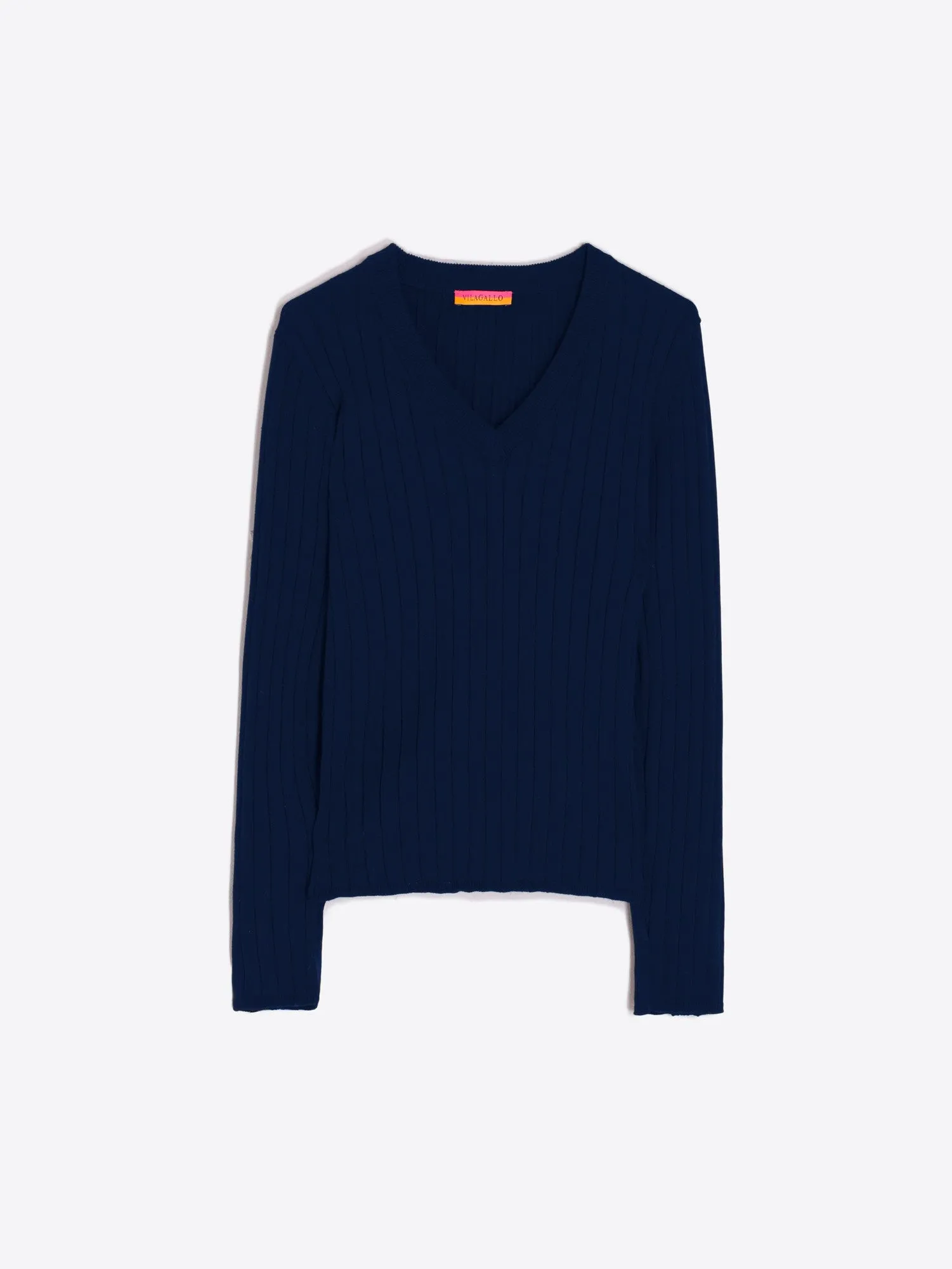 Vilagallo Cotton Button Cuff V-Neck Sweater